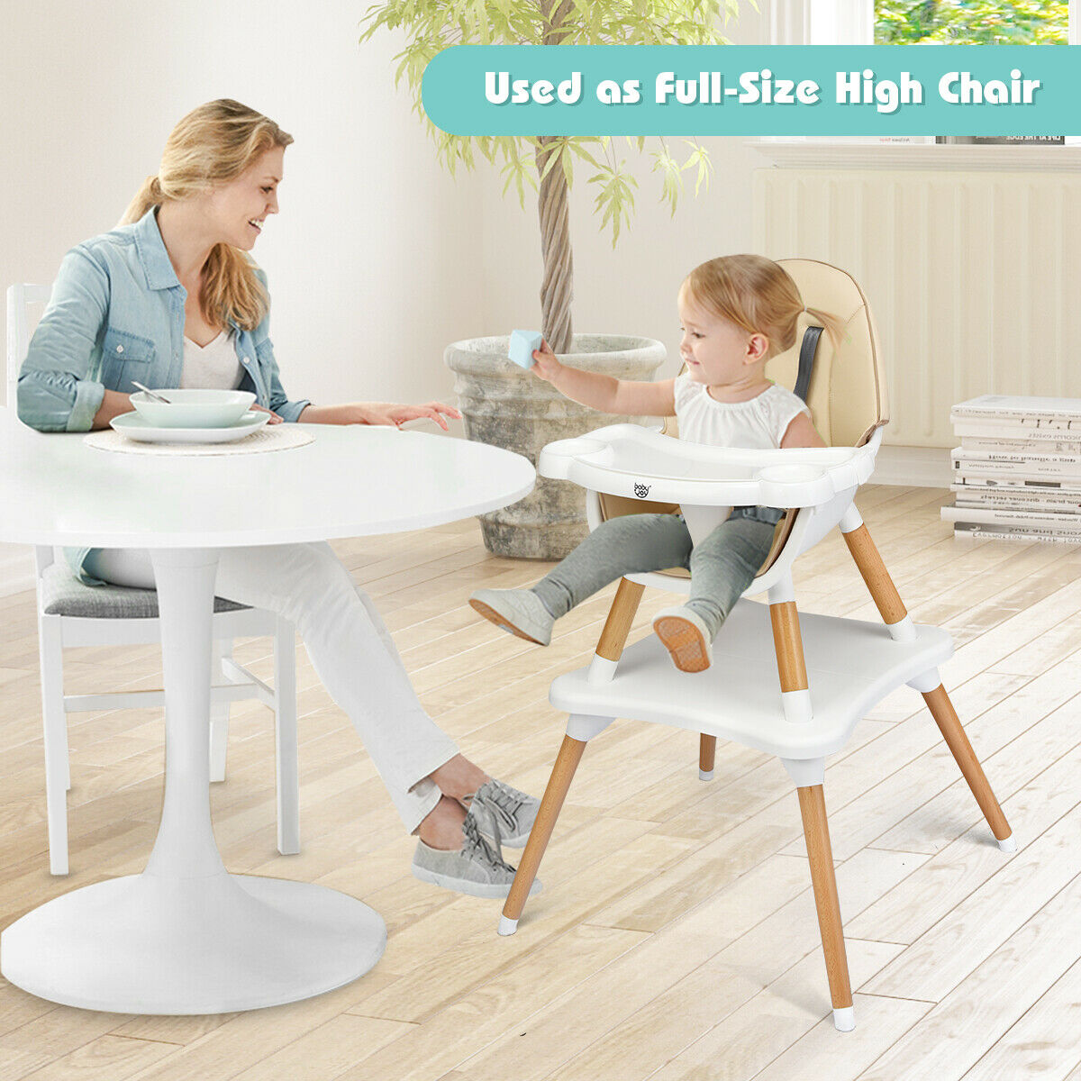 4 in 1 Baby High Chair Infant  Feeding Seat-Grey