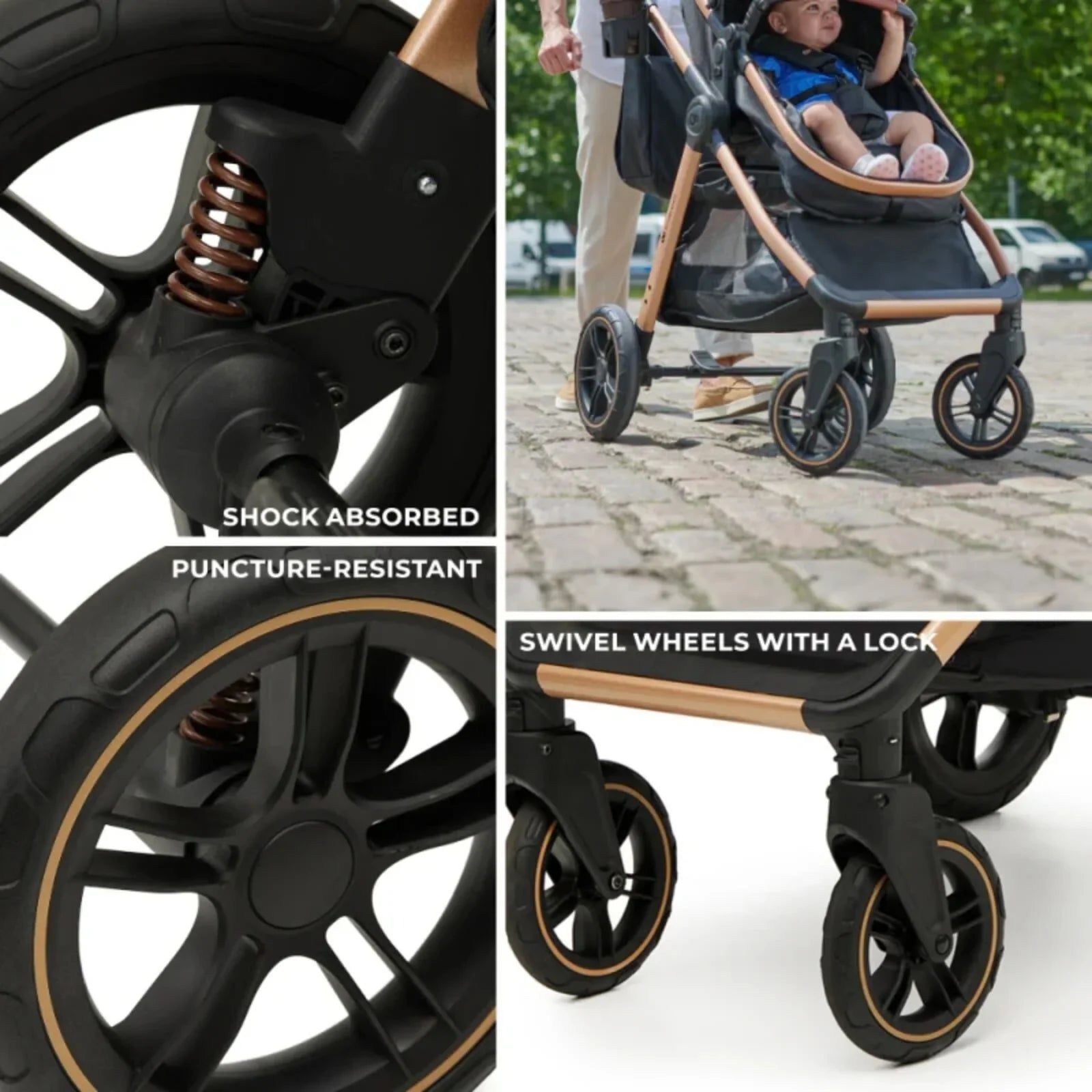 Kinderkraft Esme Pro 3-in-1 Travel System with Mink Pro Car Seat - Pure Black