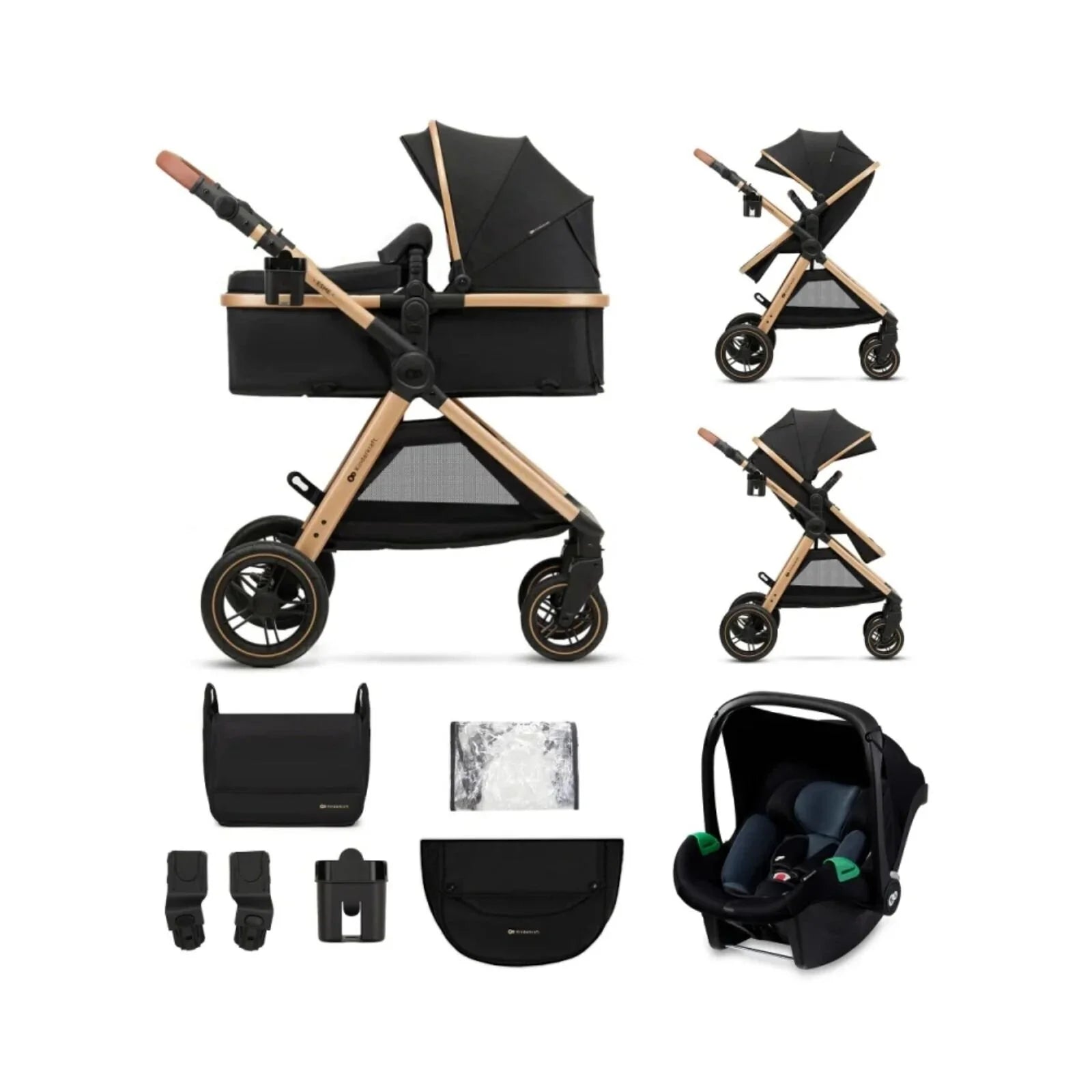 Kinderkraft Esme Pro 3-in-1 Travel System with Mink Pro Car Seat - Pure Black
