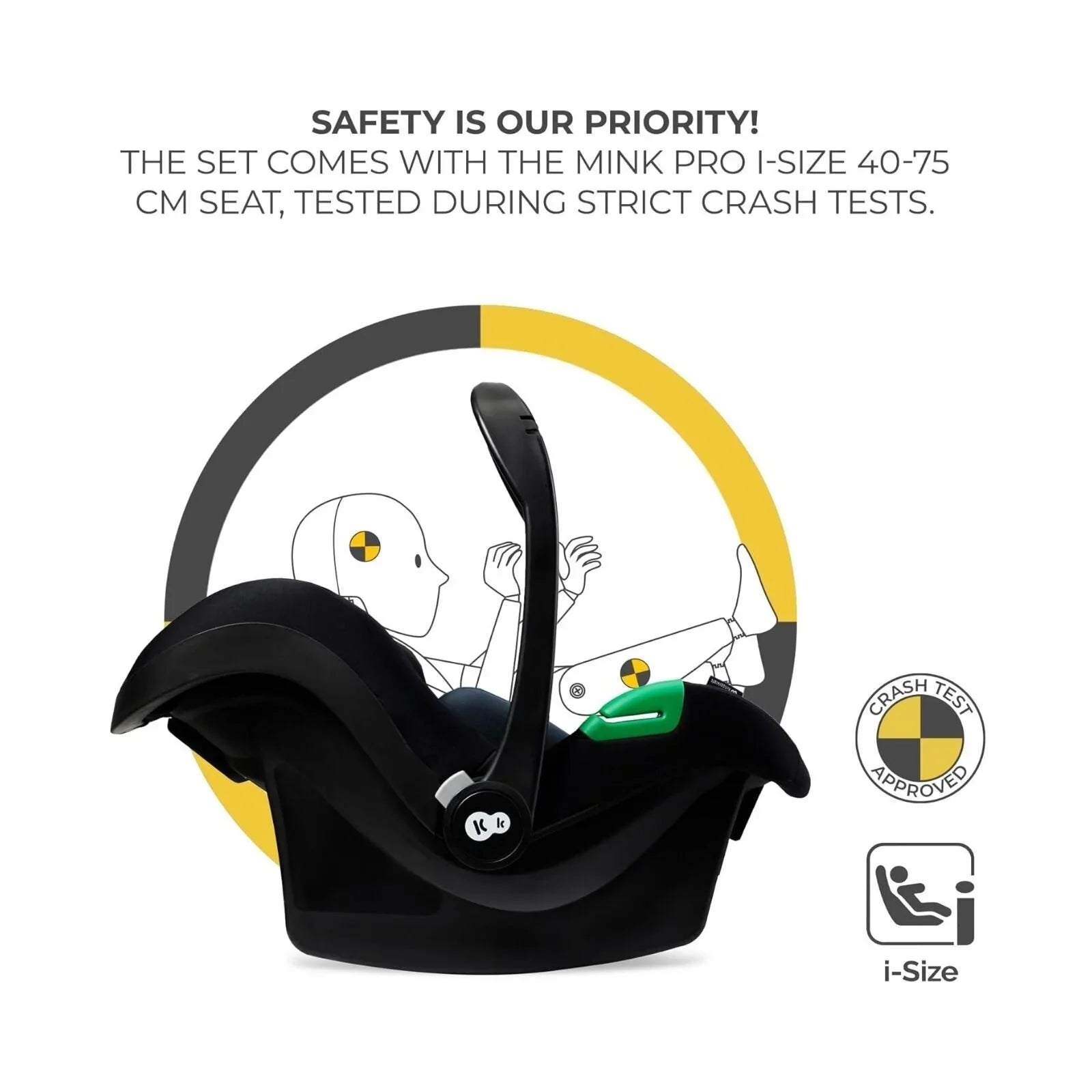 Kinderkraft Esme Pro 3-in-1 Travel System with Mink Pro Car Seat - Pure Black