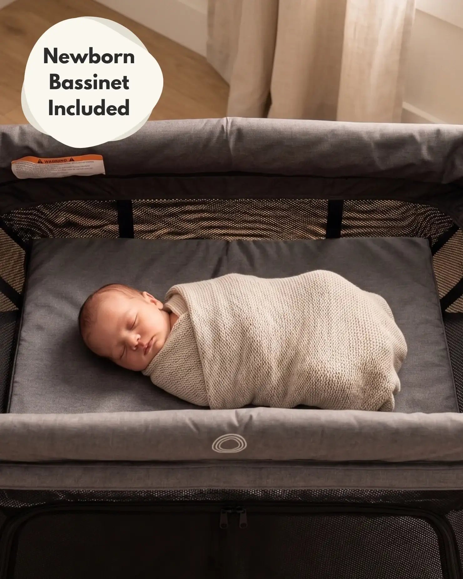 Airpod 3 Travel Cot Includes Newborn Bassinet Insert - Dark Grey