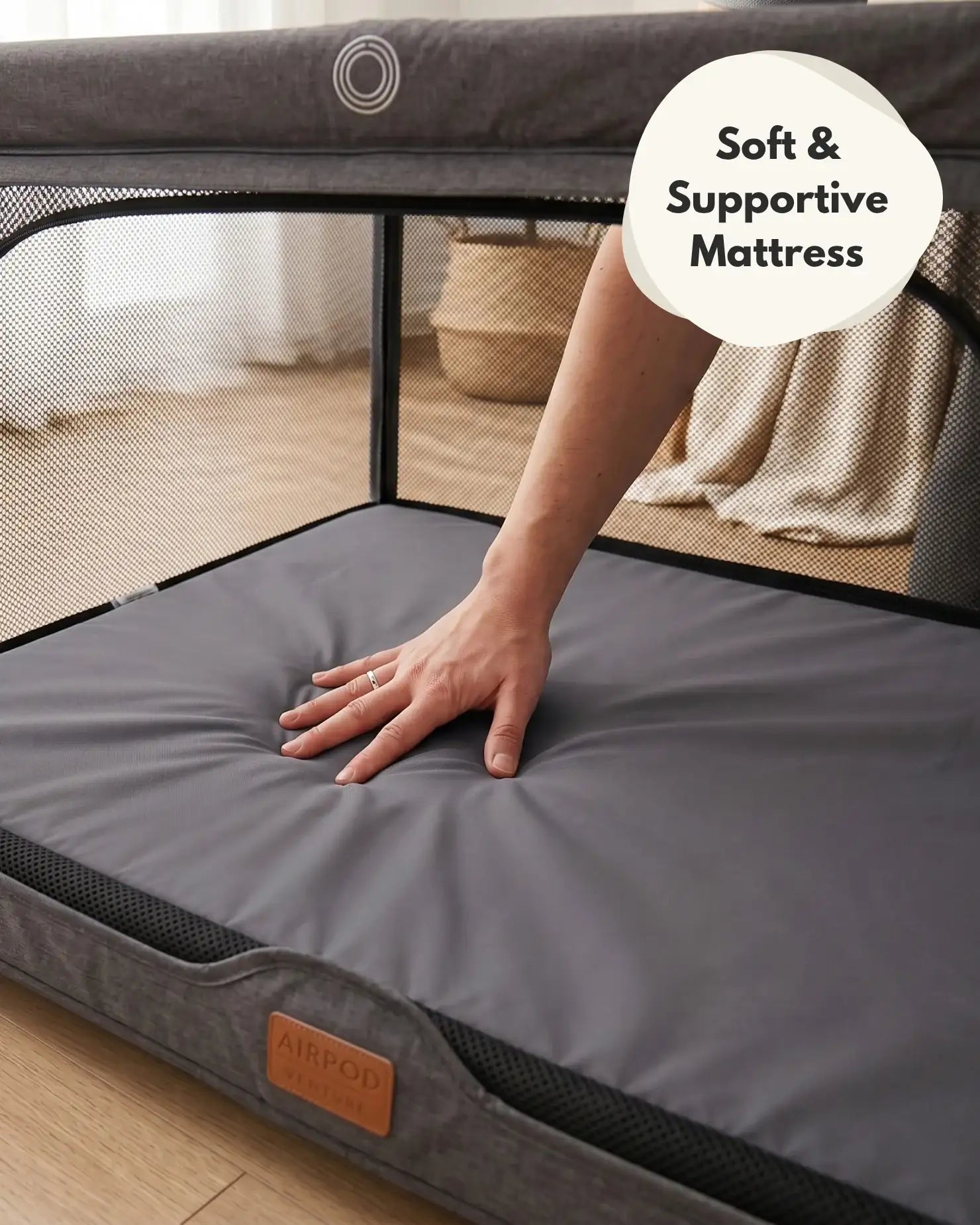 Airpod 3 Travel Cot Includes Newborn Bassinet Insert - Dark Grey