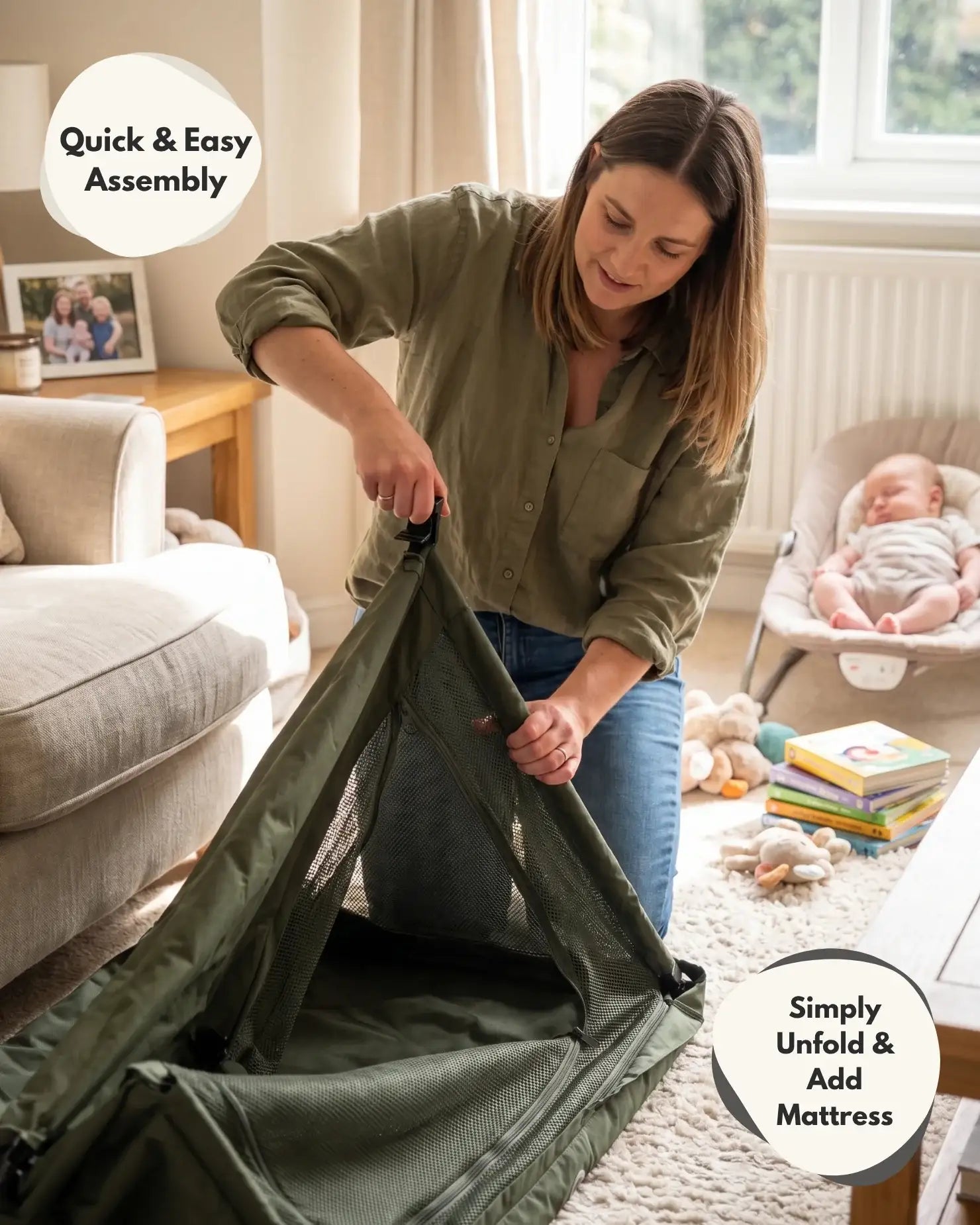 Airpod 3 Travel Cot Includes Newborn Bassinet Insert - Dark Grey