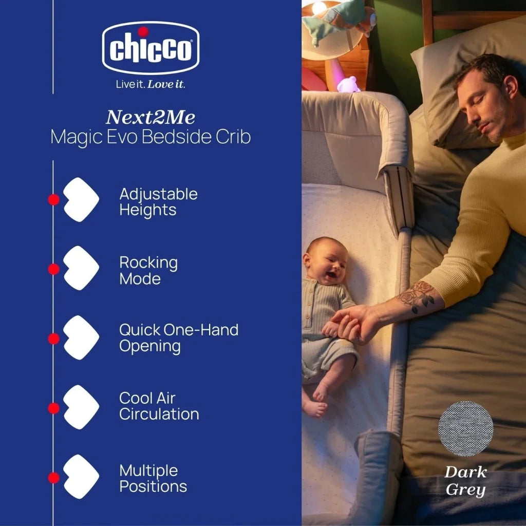 Chicco Next2Me Magic Evo Crib - Dark Gray