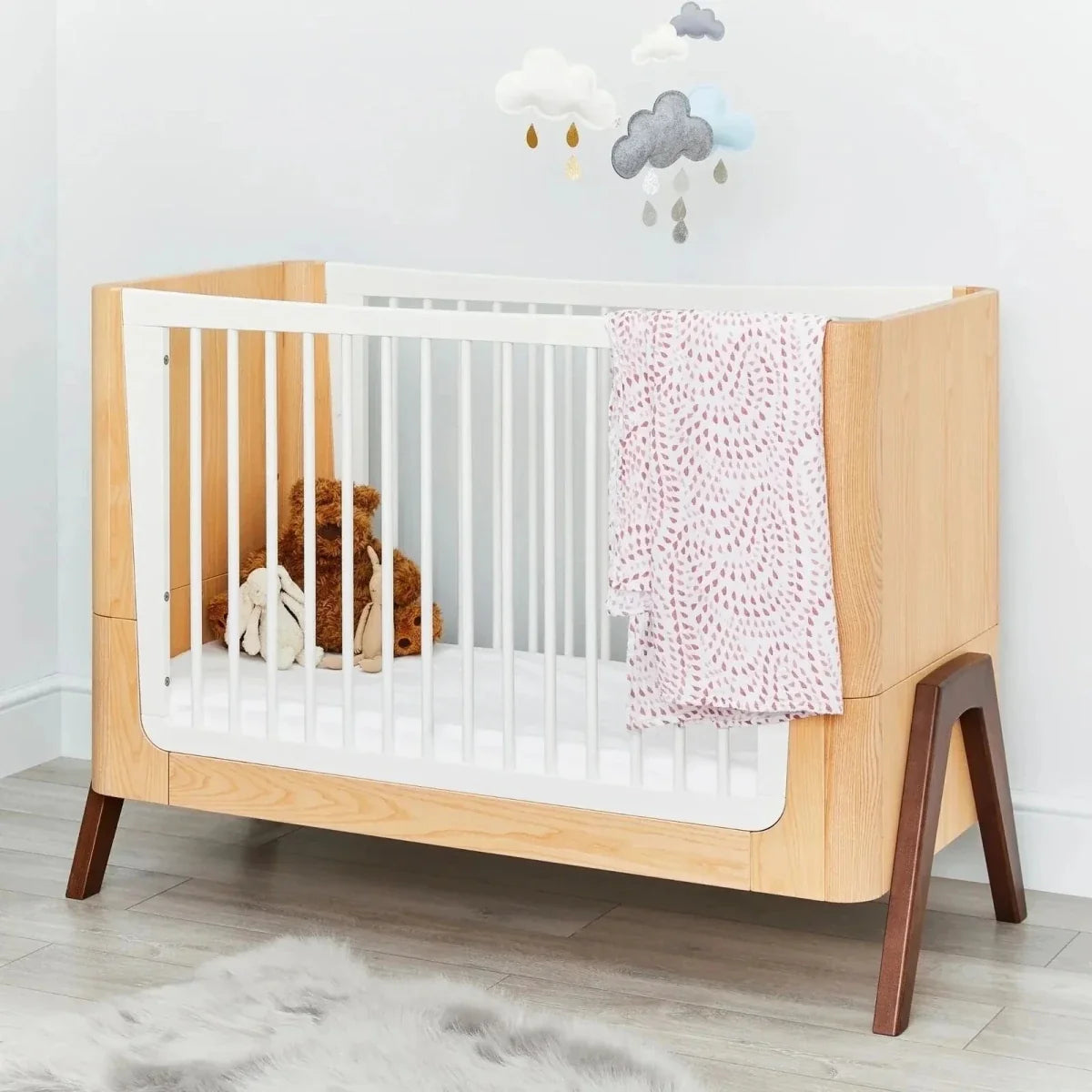 Gaia Baby Hera Convertible Cot Bed - Natural/Walnut