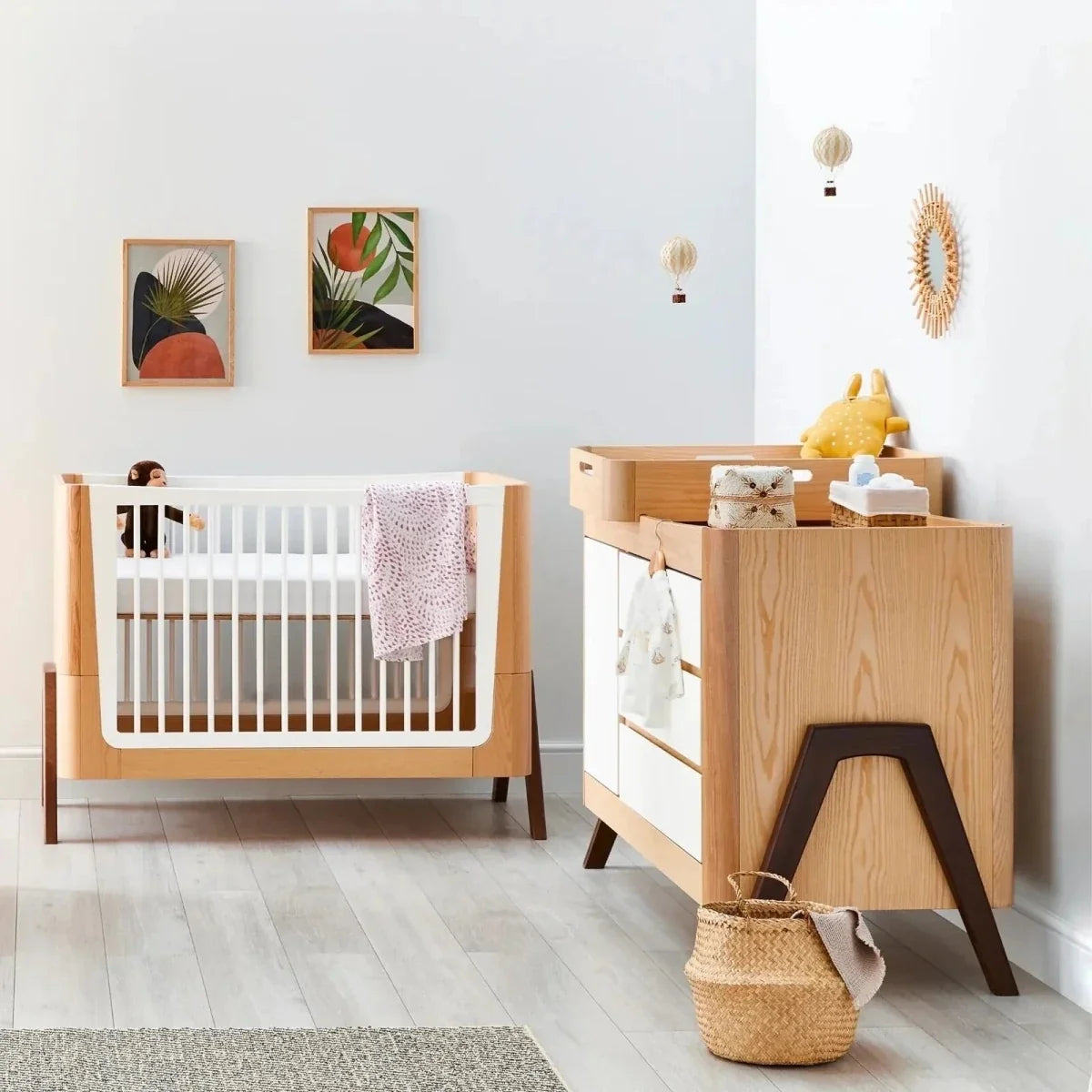 Gaia Baby Hera Convertible Cot Bed - Natural/Walnut