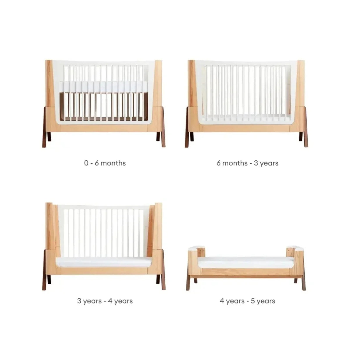 Gaia Baby Hera Convertible Cot Bed - Natural/Walnut
