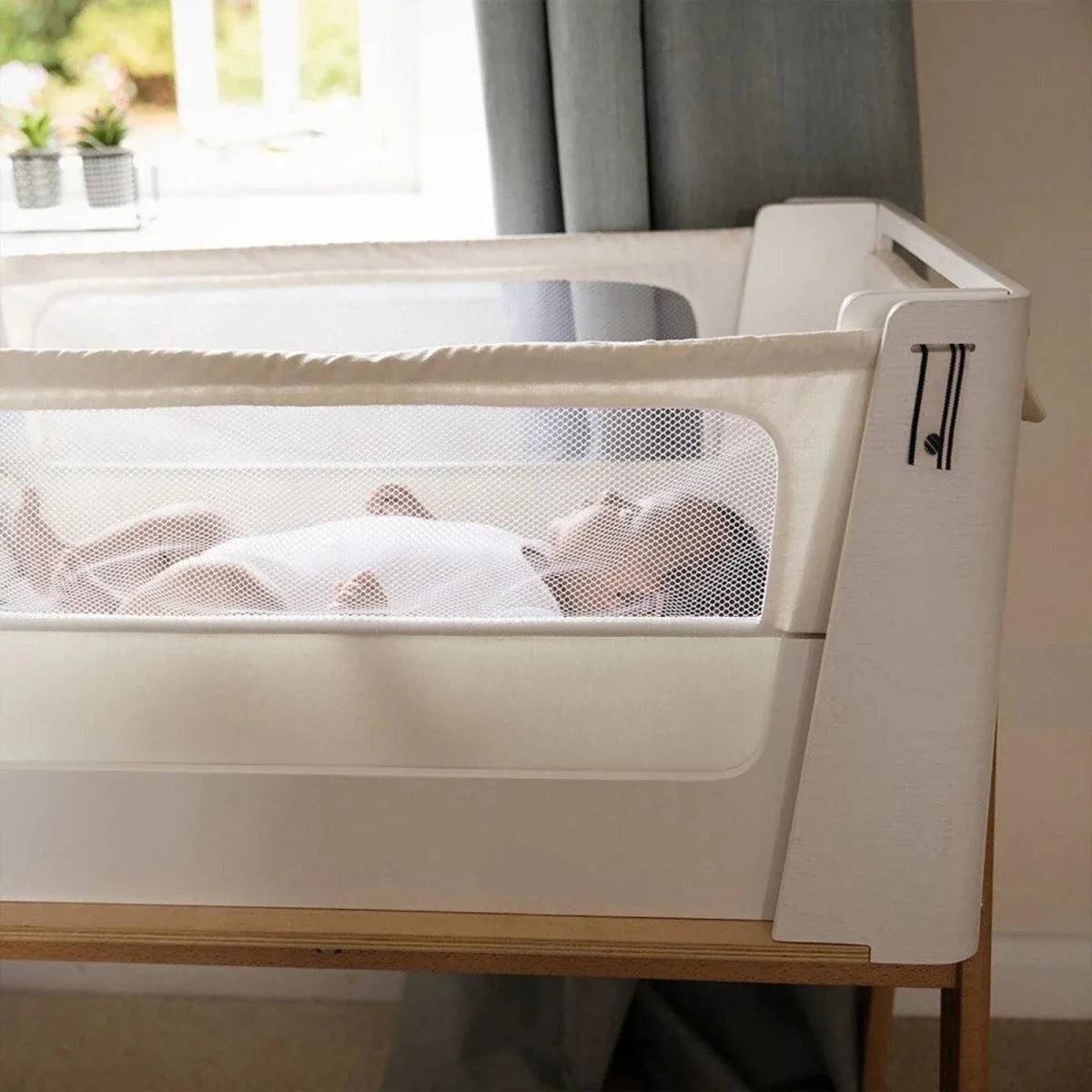Gaia Baby Hera Bedside Crib² - White/Natural
