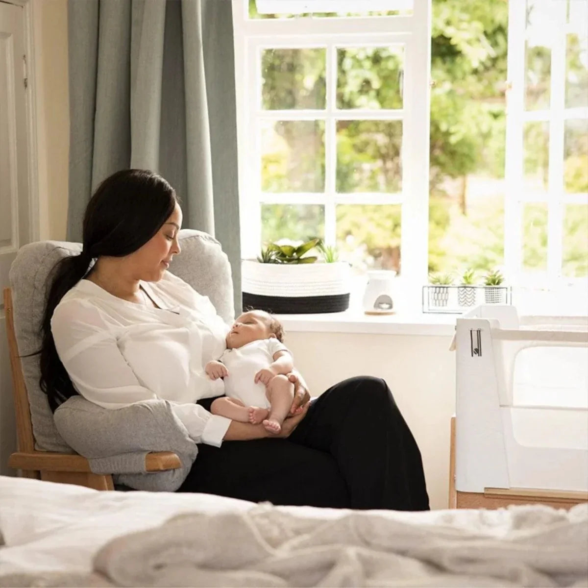 Gaia Baby Hera Bedside Crib² - White/Natural
