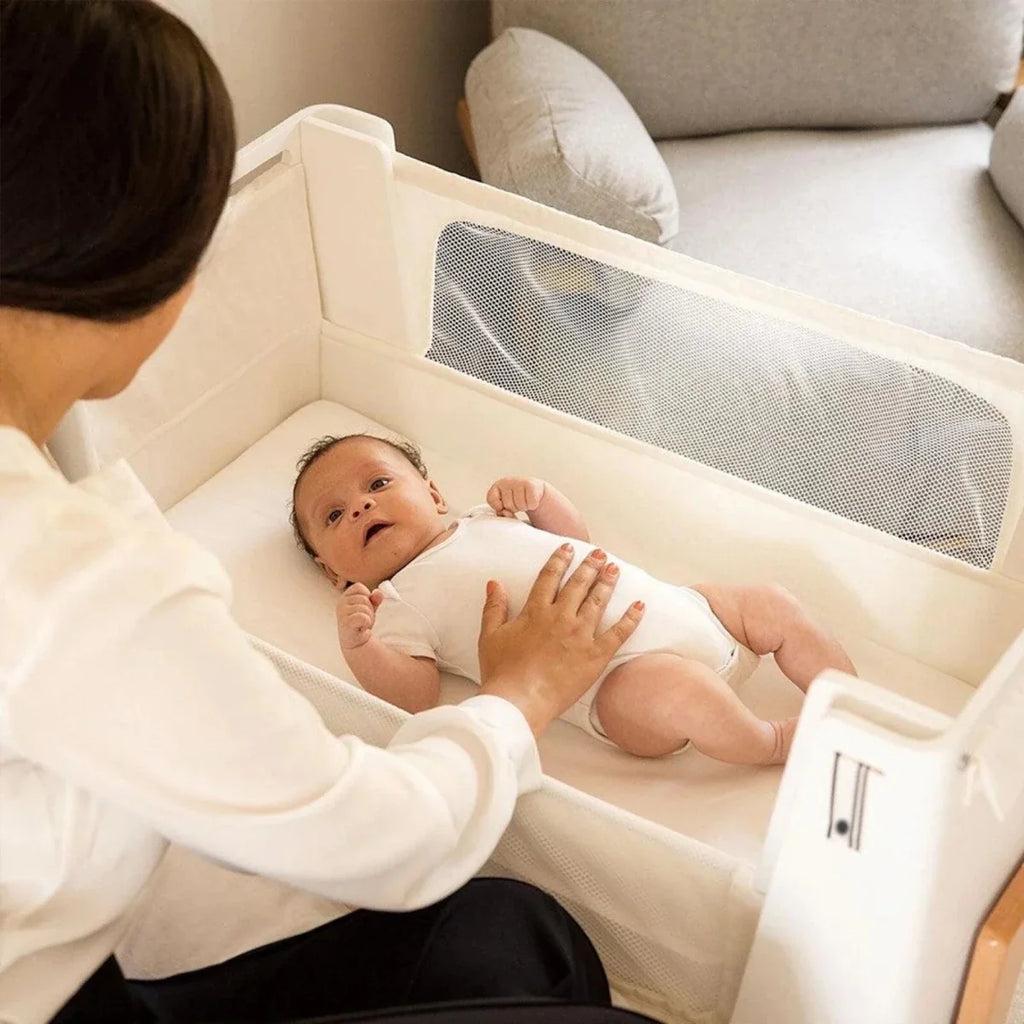 Gaia Baby Hera Bedside Crib² - White/Natural