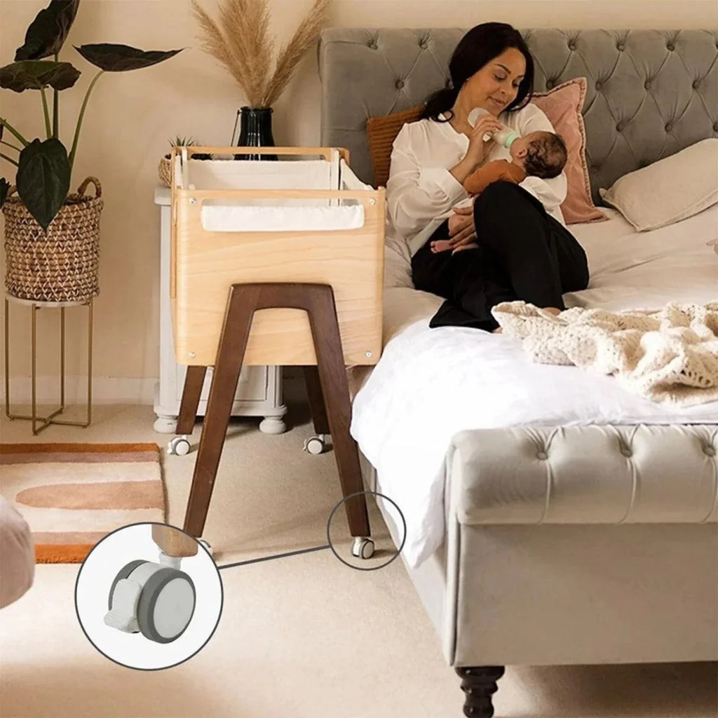 Gaia Baby Hera Bedside Crib² - White/Natural