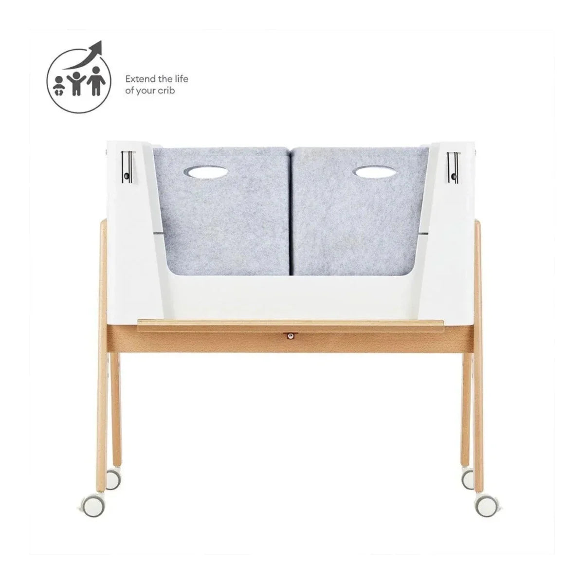 Gaia Baby Hera Bedside Crib² - White/Natural