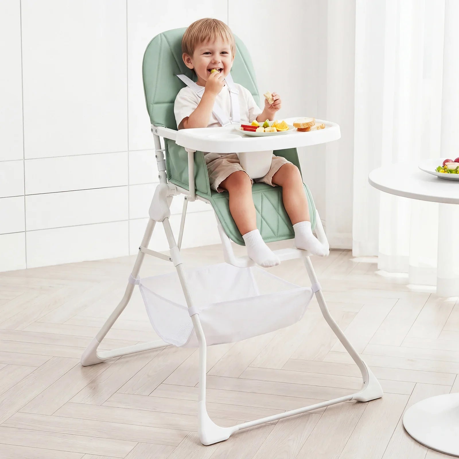 Portable High Chair with 3-Level Adjustable Tray and Footrest-Coffee