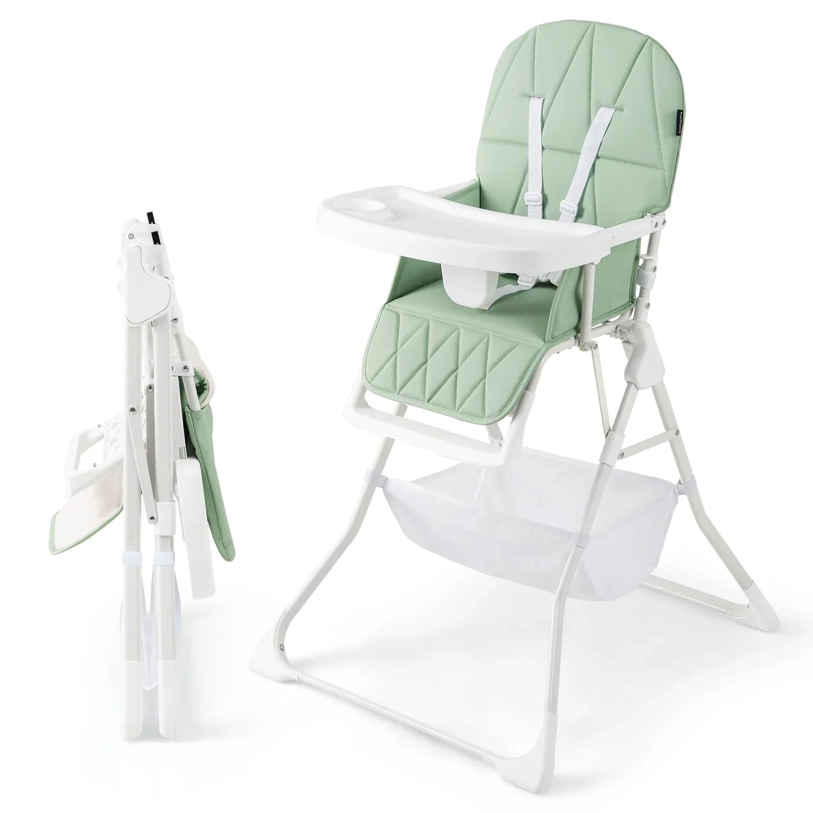 Portable High Chair with 3-Level Adjustable Tray and Footrest-Coffee