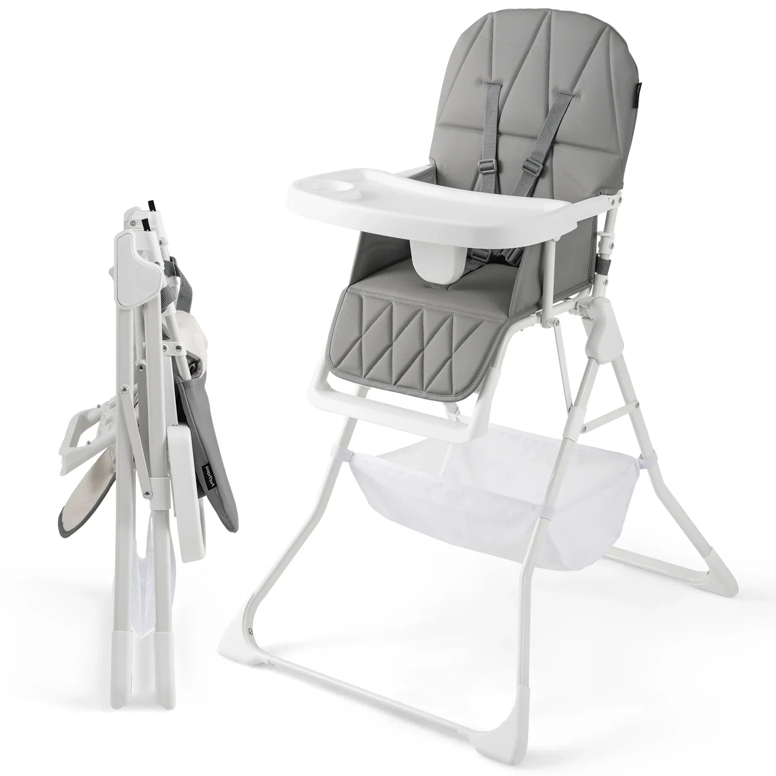 Portable High Chair with 3-Level Adjustable Tray and Footrest-Coffee