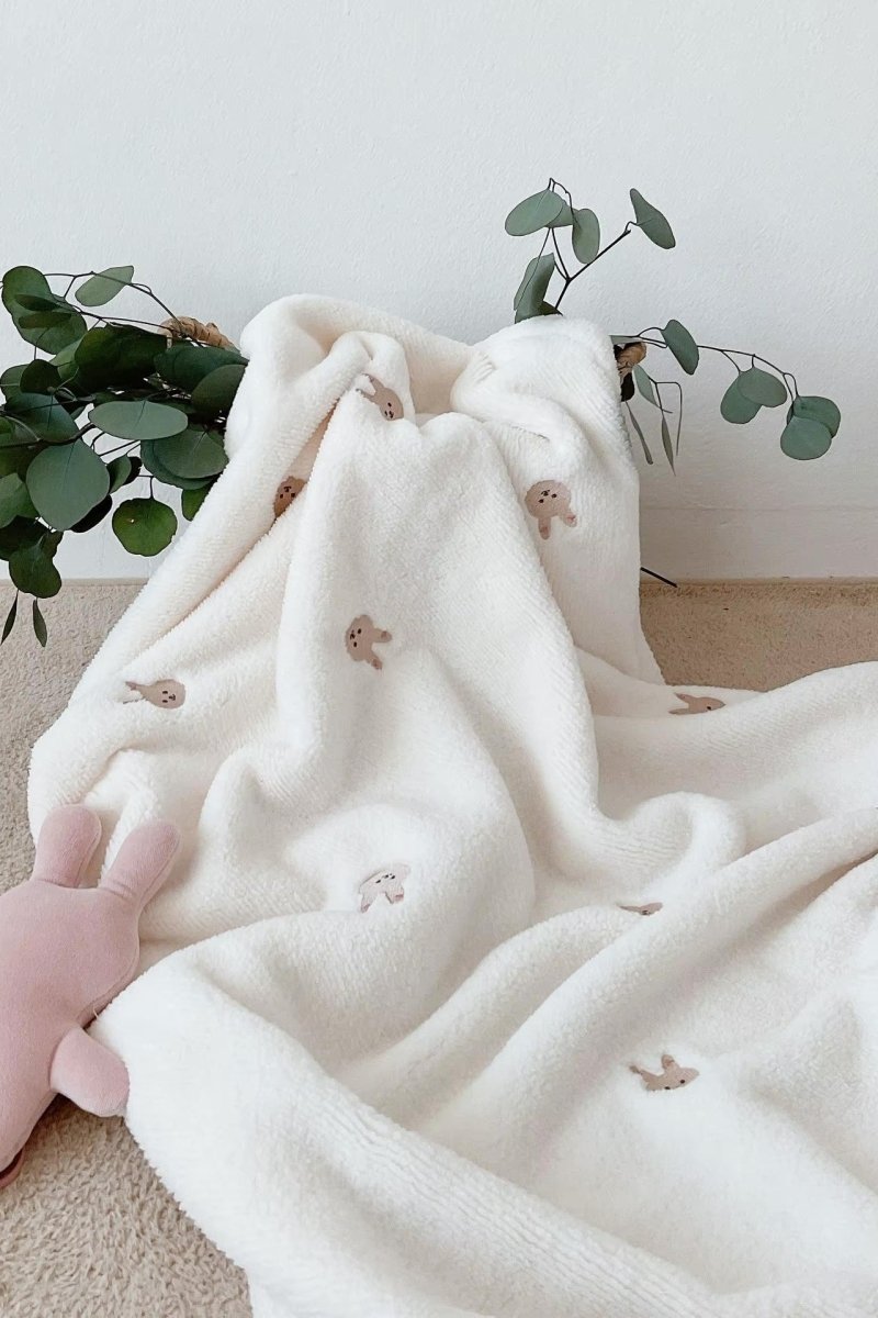 COZY Ultimate Personalised Microfibre Soft Baby Blanket l Bear & Bunny