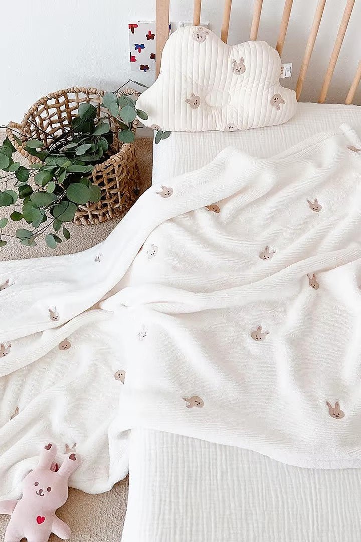 COZY Ultimate Personalised Microfibre Soft Baby Blanket l Bear & Bunny