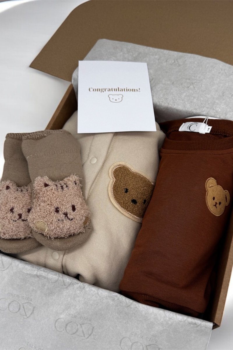 The Cozy Ultimate Bear Tracksuit + Playsuit + Socks Personalised Gift Box