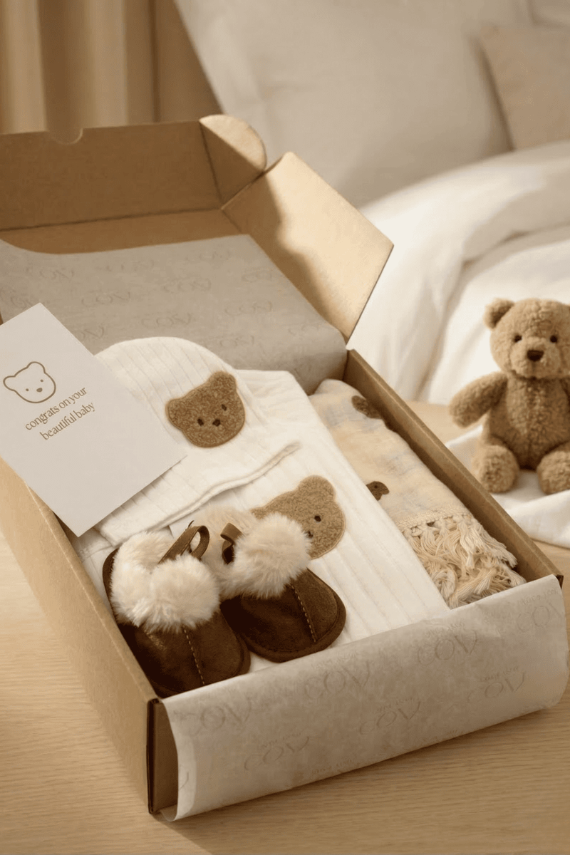 The Cozy Boucle Baby Bear Personalised Gift Box