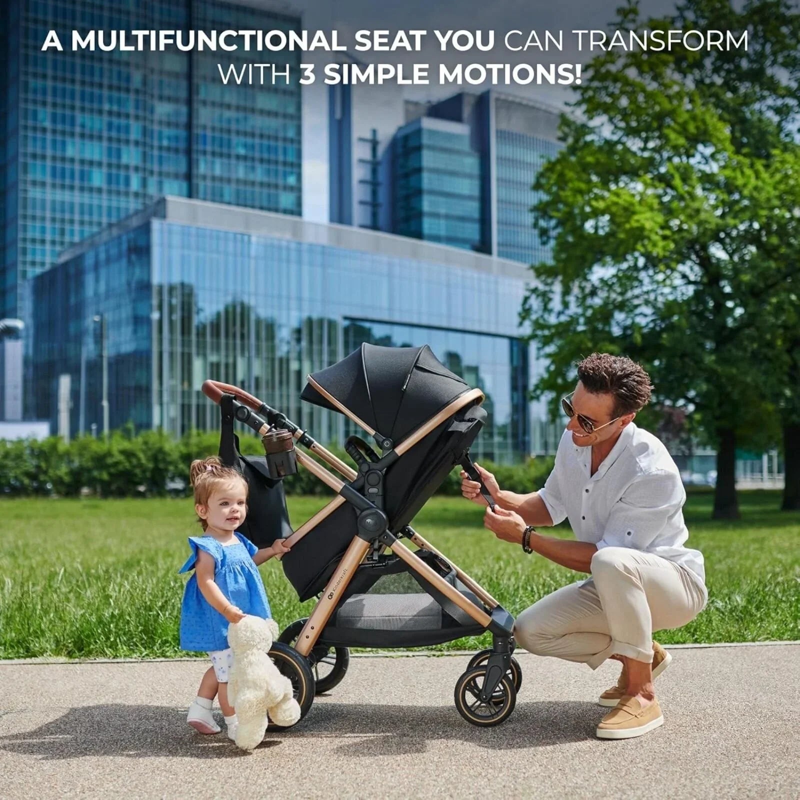 Kinderkraft Esme Pro 3-in-1 Travel System with Mink Pro Car Seat - Pure Black