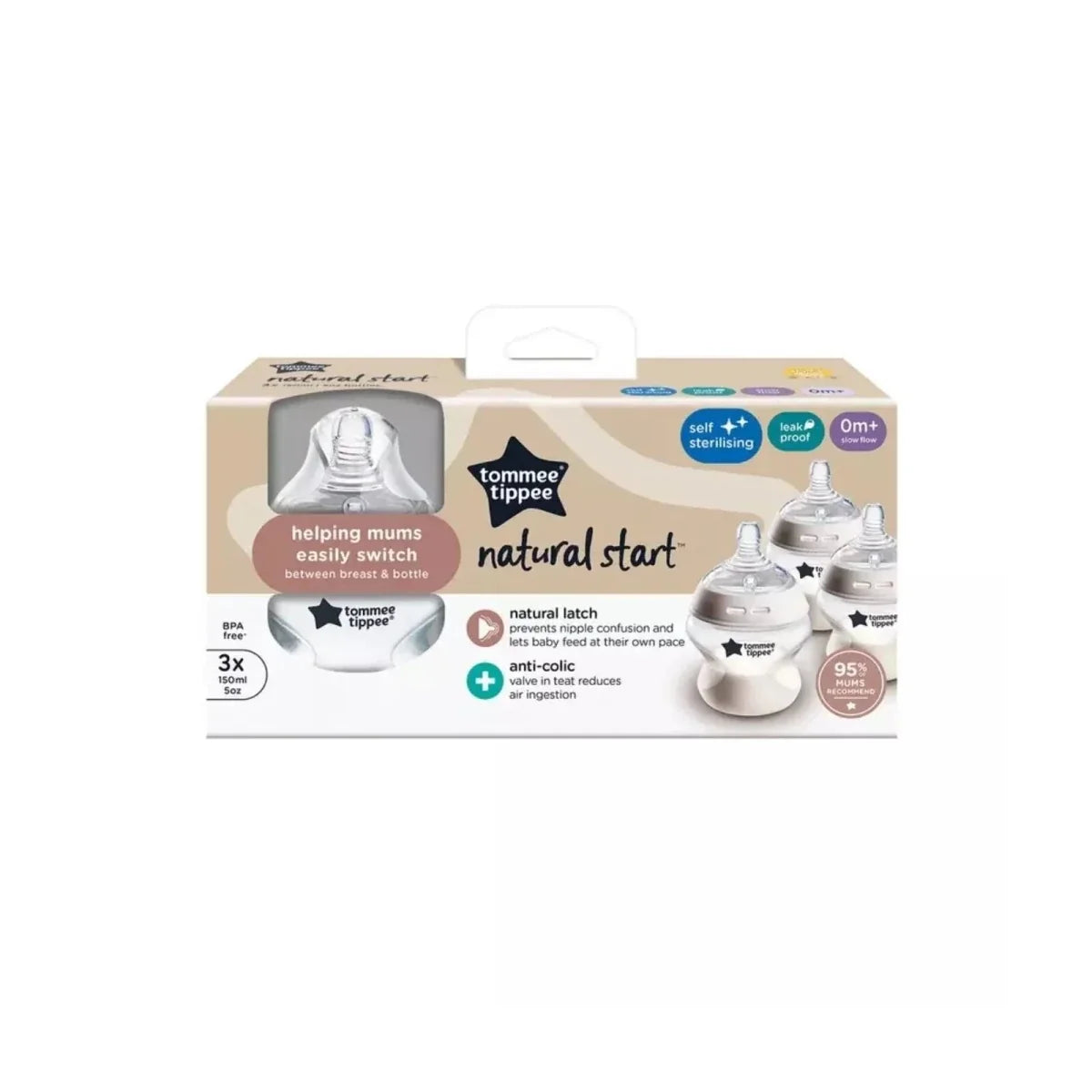 Tommee Tippee Natural Start Baby Bottle Pack of 3