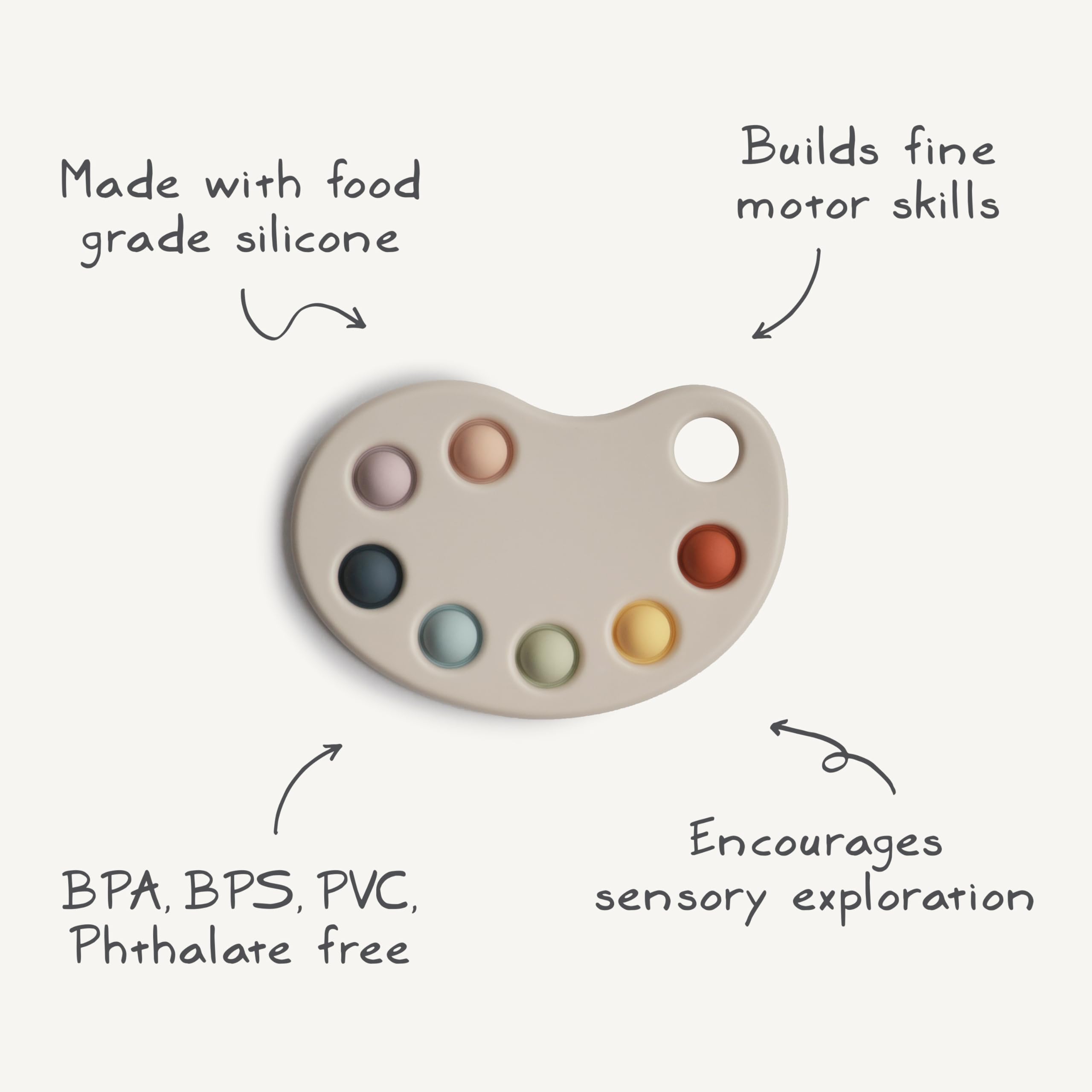 Mushie Paint Palette Press Toy | Sensory Fidget for Babies 10+ Months