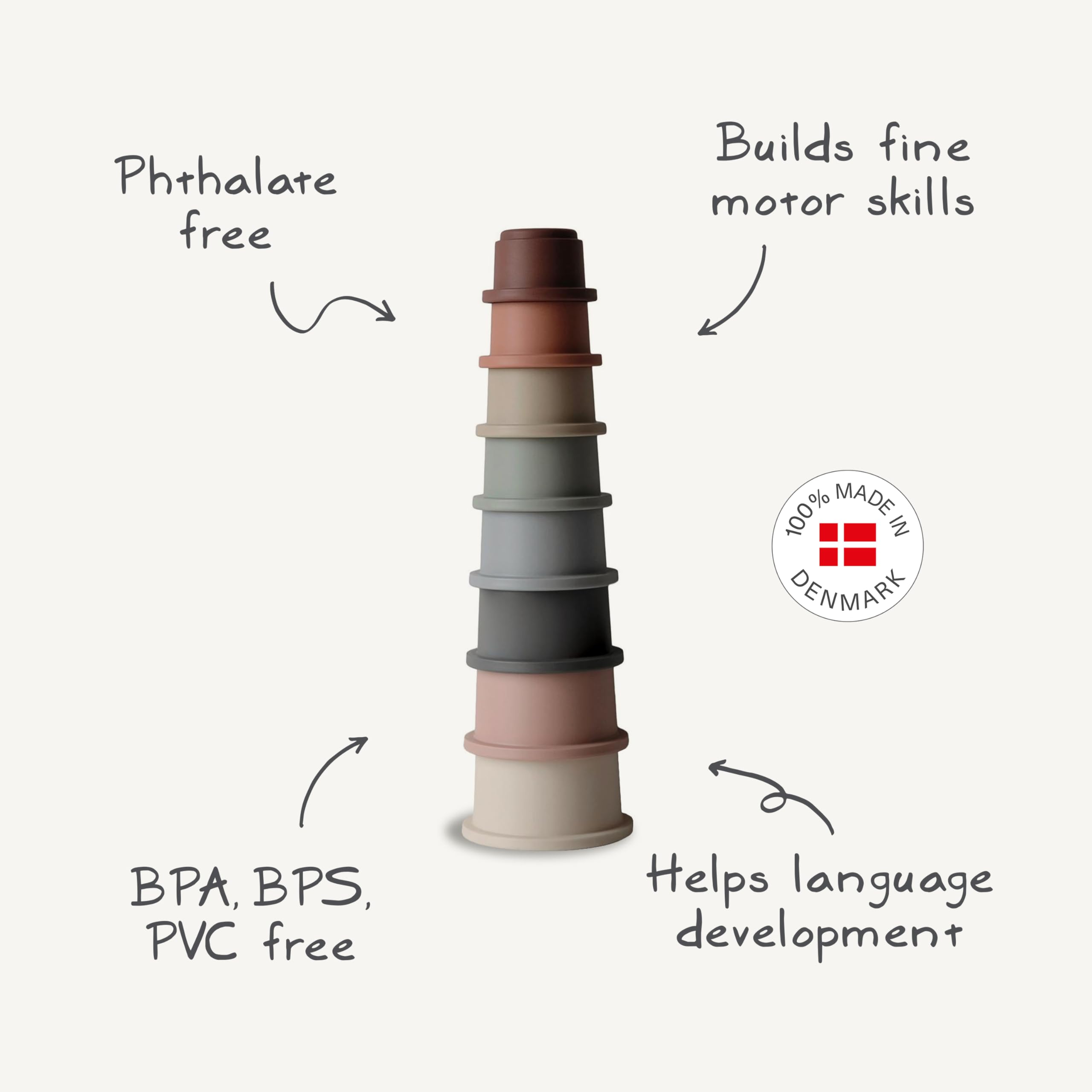 Mushie Stacking Cups Toy | Made in Denmark (Original)